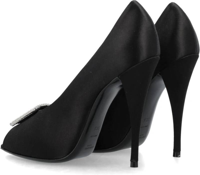 Saint Laurent Zwarte Satijnen Crêpe Peep Toe Pumps