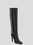 Saint Laurent Zwarte Stiletto Laarzen van Korrelig Leer Black Dames - Thumbnail 2