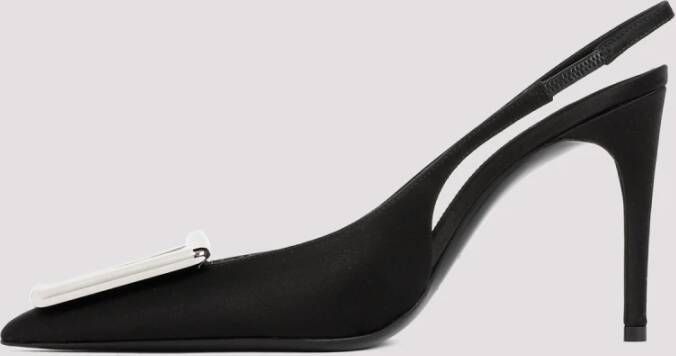 Saint Laurent Zwarte Zijden Slingback Pump Black Dames
