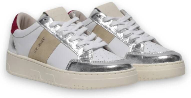 Saint Sneakers Witte Zilveren Leren Sneakers Trendy Stijl Multicolor Dames