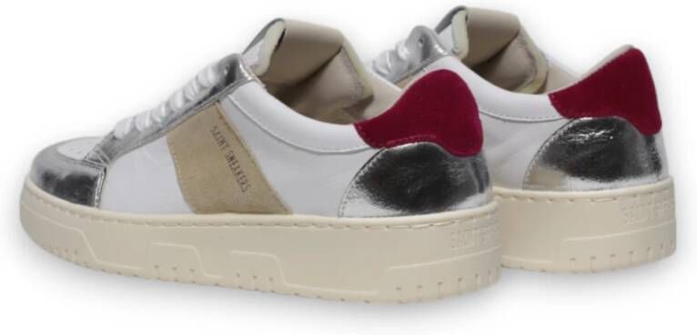 Saint Sneakers Witte Zilveren Leren Sneakers Trendy Stijl Multicolor Dames