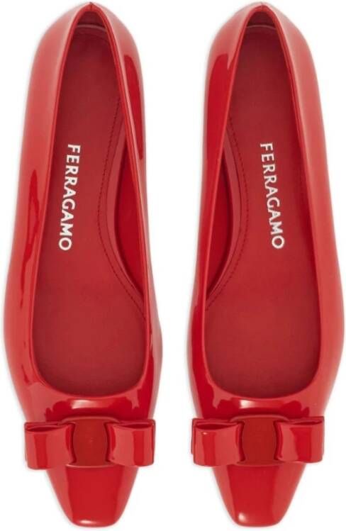 Salvatore Ferragamo Rode Bow-Detail Ballerina Flats Rood Dames