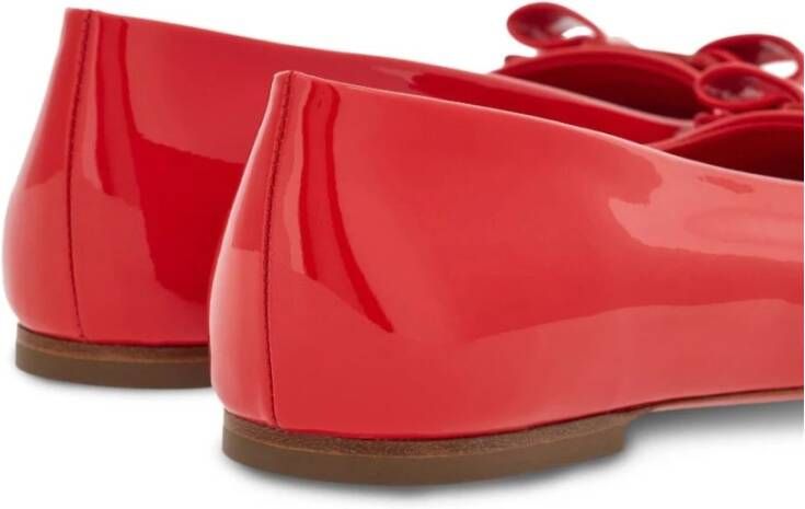 Salvatore Ferragamo Rode Bow-Detail Ballerina Flats Rood Dames