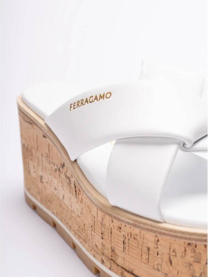 Salvatore Ferragamo Bianco Ottico `Engracia` Slides White Dames