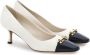 Salvatore Ferragamo Bicolored middelhoge leren pumps White Dames - Thumbnail 4