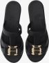 Salvatore Ferragamo Boog Rubberen Sandalen met Gouden Plaat Black Dames - Thumbnail 9