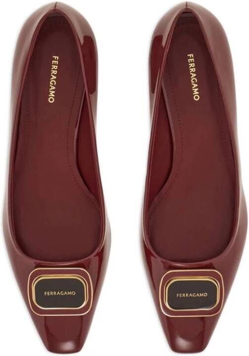 Salvatore Ferragamo Bordeauxleren Instapmodel Vierkante Neus Schoenen Red Dames