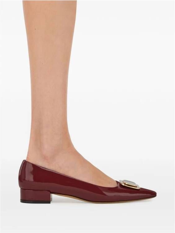 Salvatore Ferragamo Bordeauxleren Instapmodel Vierkante Neus Schoenen Red Dames