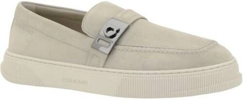 Salvatore Ferragamo Chunky Rubber Sole Slip-On Loafers Beige Heren
