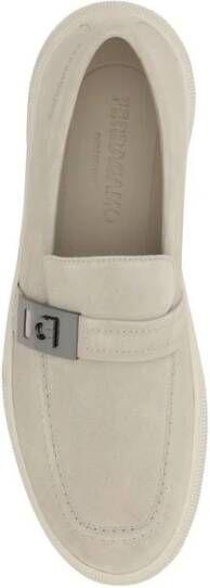 Salvatore Ferragamo Chunky Rubber Sole Slip-On Loafers Beige Heren