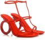 Salvatore Ferragamo Elina Leren Sandalen Hoge Hak Dames Schoenen Rood Dames - Thumbnail 9