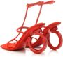 Salvatore Ferragamo Elina Leren Sandalen Hoge Hak Dames Schoenen Rood Dames - Thumbnail 9