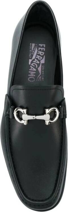 Salvatore Ferragamo Gancini Leren Loafers Zwart Black Dames