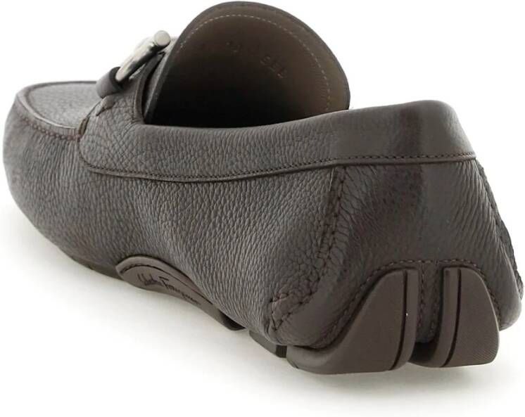 Salvatore Ferragamo Geweven leren mocassins met Gancio Brown Heren