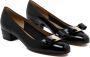 Salvatore Ferragamo women's leather pumps court shoes high heel fiocco Vara Zwart Dames - Thumbnail 2