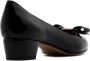 Salvatore Ferragamo women's leather pumps court shoes high heel fiocco Vara Zwart Dames - Thumbnail 3