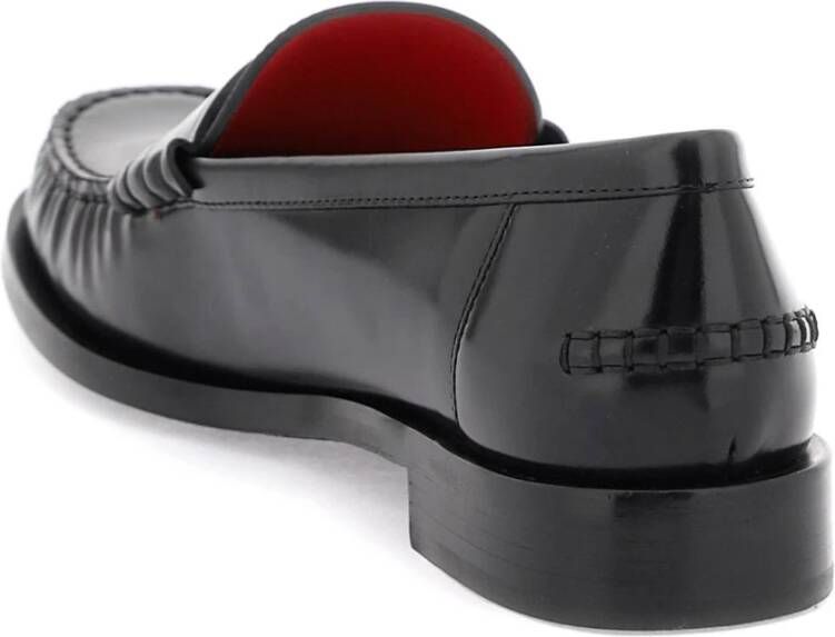Salvatore Ferragamo Leren loafers met reliëf logo Black Dames