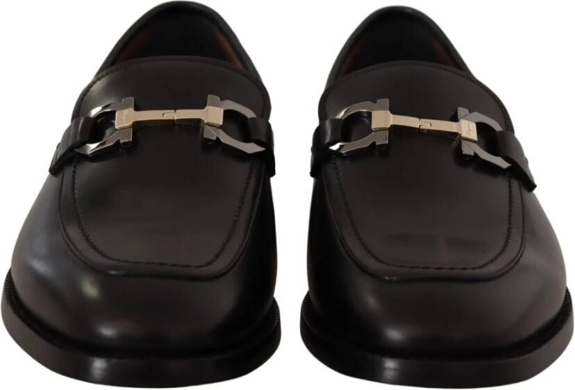 Salvatore Ferragamo Luxe Leren Loafers Gancio Bit Stijl Black Heren