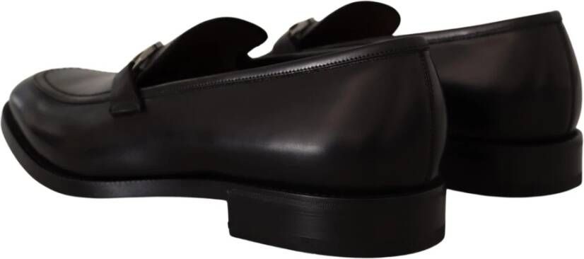 Salvatore Ferragamo Luxe Leren Loafers Gancio Bit Stijl Black Heren