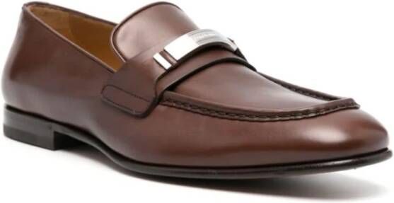 Salvatore Ferragamo Metalen Gegraveerde Moc Calf Bruine Schoenen Brown Heren