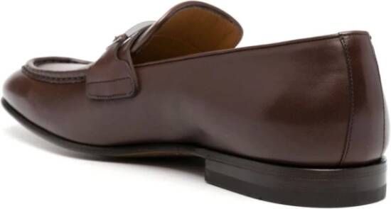 Salvatore Ferragamo Metalen Gegraveerde Moc Calf Bruine Schoenen Brown Heren