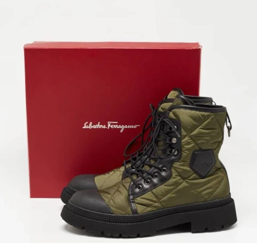 Salvatore Ferragamo Pre-owned Leather boots Green Heren