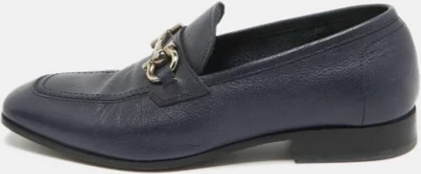 Salvatore Ferragamo Pre-owned Leather flats Blue Heren