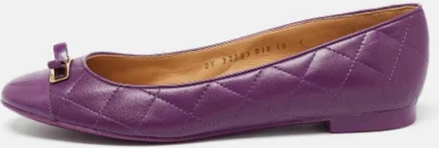 Salvatore Ferragamo Pre-owned Leather flats Purple Dames