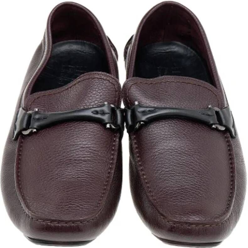 Salvatore Ferragamo Pre-owned Leather flats Red Dames