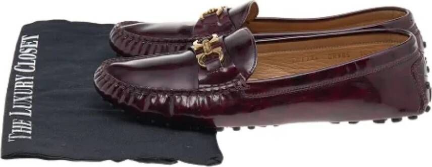 Salvatore Ferragamo Pre-owned Leather flats Red Dames