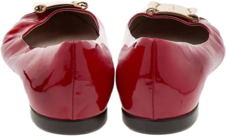 Salvatore Ferragamo Pre-owned Leather flats Red Dames