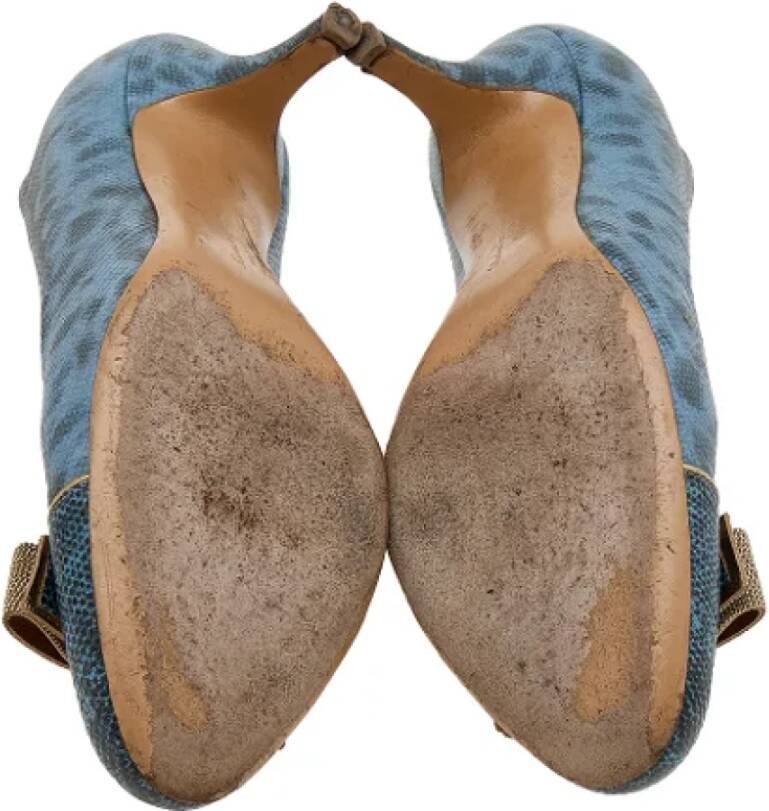 Salvatore Ferragamo Pre-owned Leather heels Blue Dames