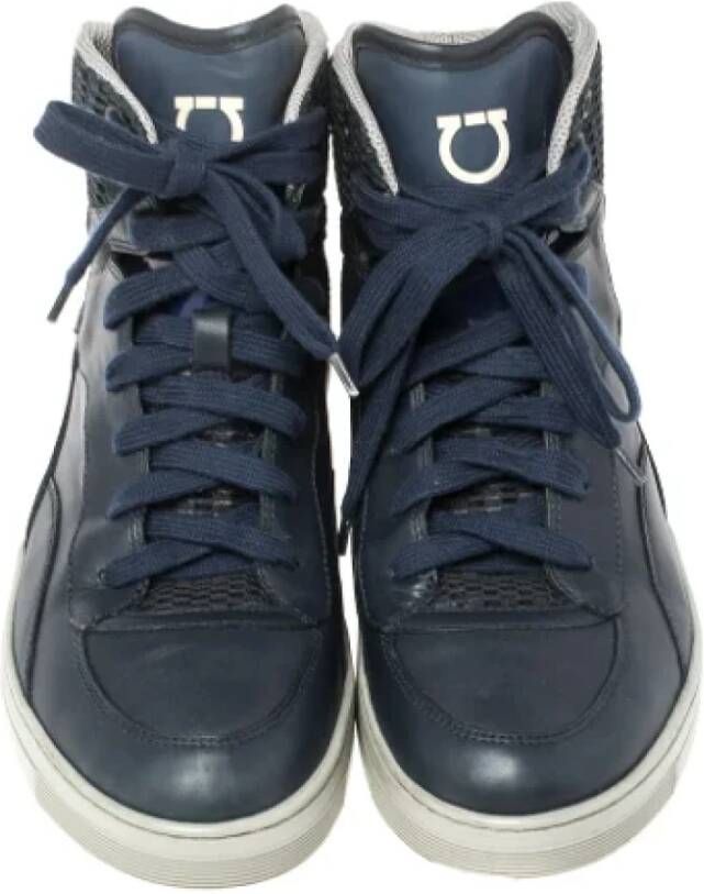 Salvatore Ferragamo Pre-owned Leather sneakers Blue Dames