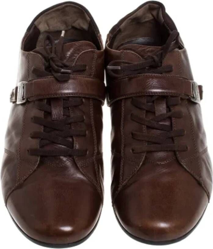 Salvatore Ferragamo Pre-owned Leather sneakers Brown Dames