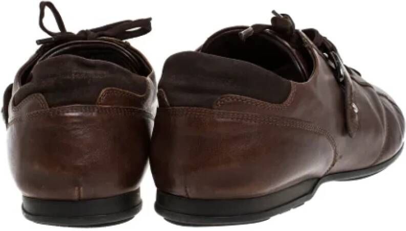 Salvatore Ferragamo Pre-owned Leather sneakers Brown Heren