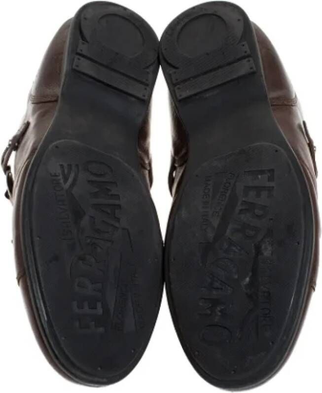 Salvatore Ferragamo Pre-owned Leather sneakers Brown Heren