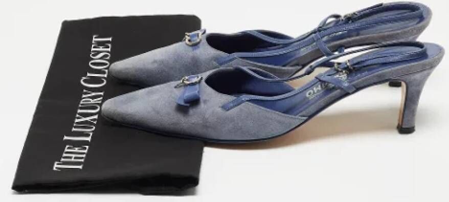 Salvatore Ferragamo Pre-owned Suede heels Blue Dames