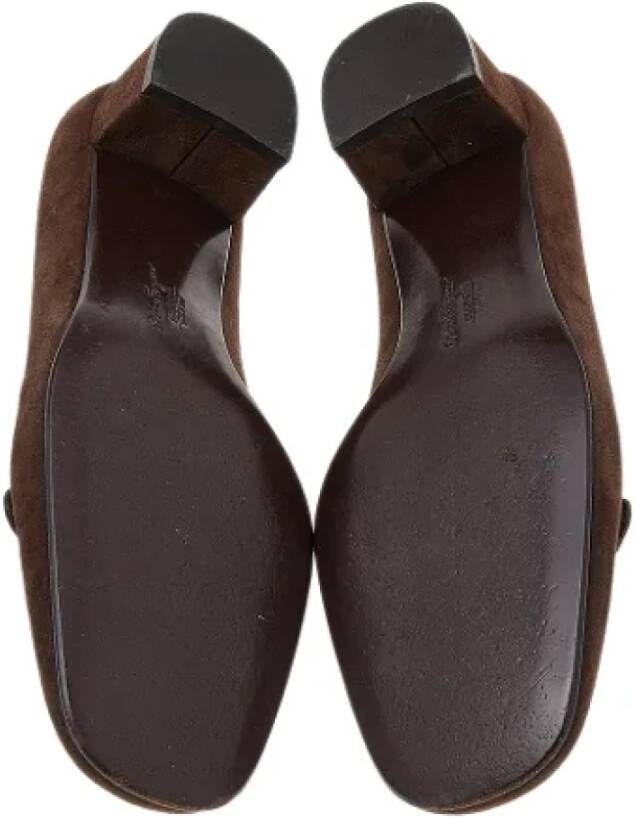 Salvatore Ferragamo Pre-owned Suede heels Brown Dames
