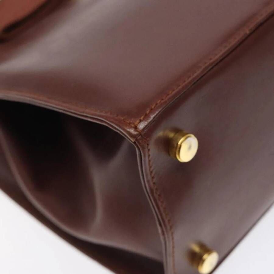 Salvatore Ferragamo Pre-owned Tweedehands Boogdetail Leren Handtas