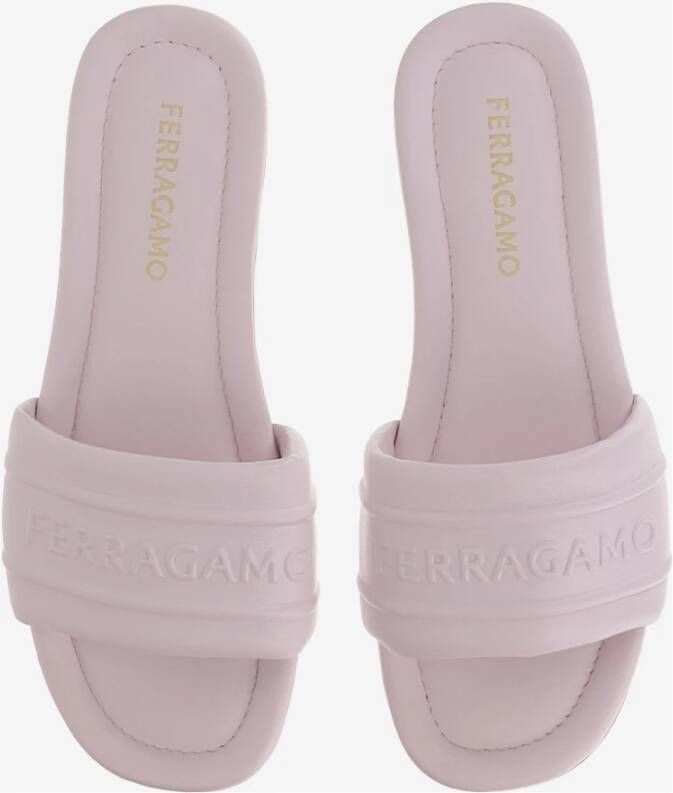 Salvatore Ferragamo Roze Leren Logo Sandalen Pink Dames