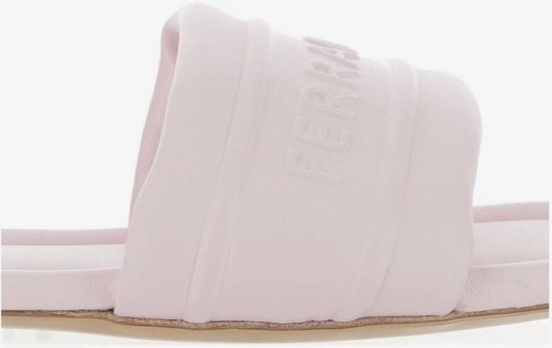 Salvatore Ferragamo Roze Leren Logo Sandalen Pink Dames