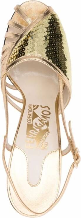 Salvatore Ferragamo Hoge hak paillet sandalen Beige Dames