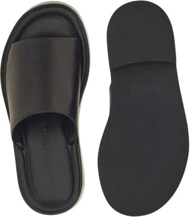 Salvatore Ferragamo Zwarte sandalen met knoop-ritssluiting en Medusa-patch Zwart Heren