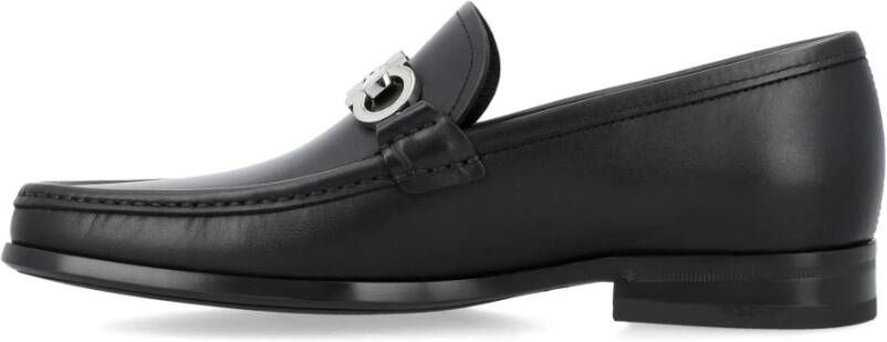 Salvatore Ferragamo Zwarte leren loafers met Gancini Black Heren