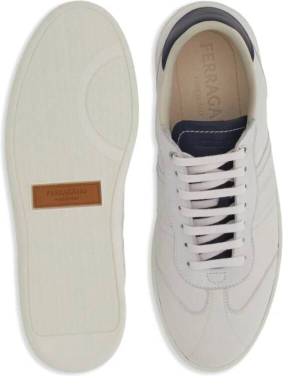 Salvatore Ferragamo Witte Logo-Debossed Leren Sneakers White Heren