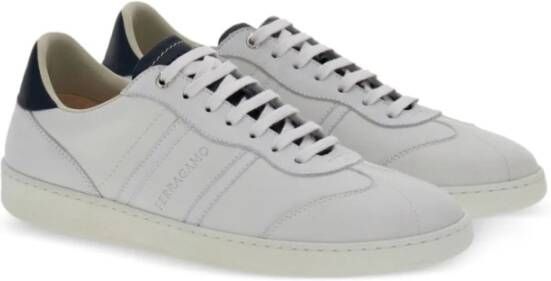 Salvatore Ferragamo Witte Logo-Debossed Leren Sneakers White Heren