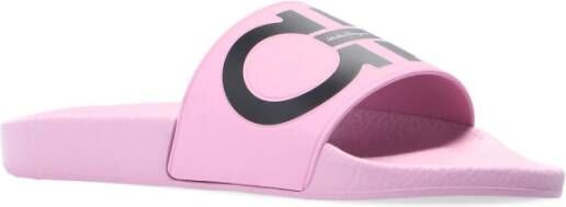 Salvatore Ferragamo Groovy Rubberen Slippers met Logo Print Roze Dames