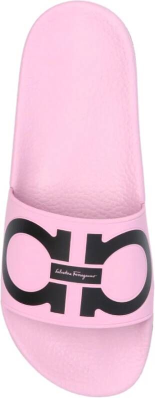Salvatore Ferragamo Groovy Rubberen Slippers met Logo Print Roze Dames