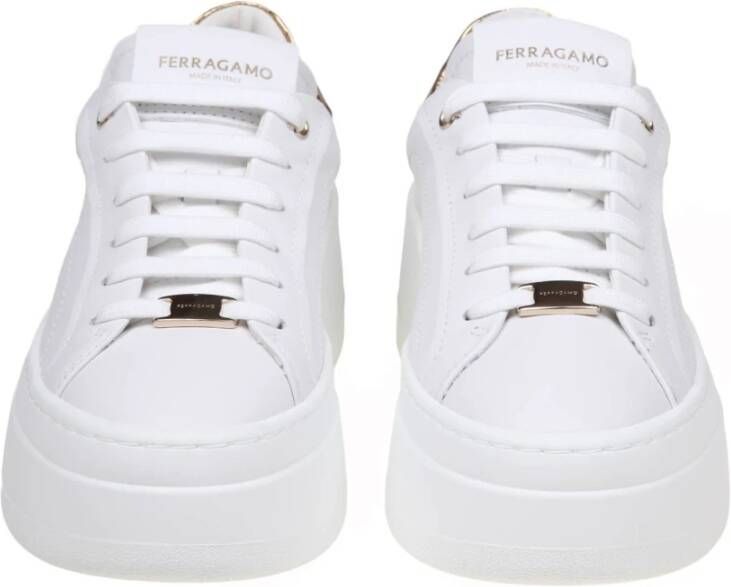 Salvatore Ferragamo Witte Leren Dahlia Sneakers White Dames