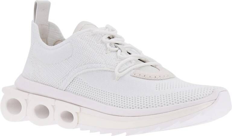 Salvatore Ferragamo Witte Nylon Sneakers met Gancini Zool White Heren